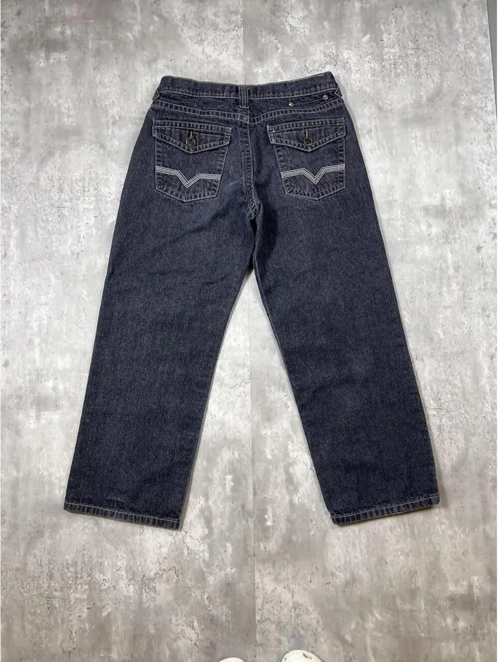 Y2K Baggy Dark Wash Jeans Wide Leg Skater Hip Hop Mecca